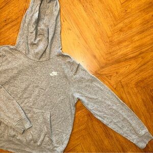Nike Hoodie Funnel Neck Sweatshirt Gray Sweater Logo Women’s Size Large Pullover